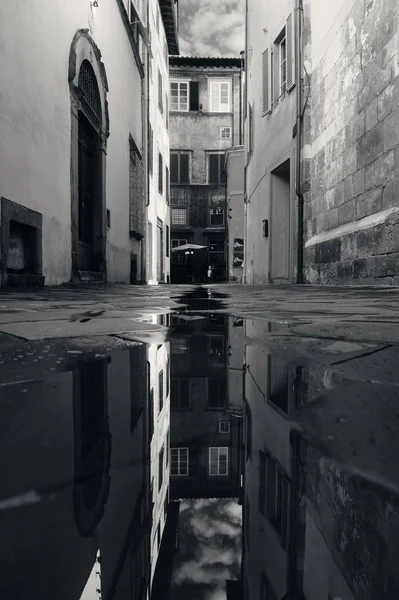 Lucca Vue Rue Avec Reflet Eau Après Pluie Italie — Photo