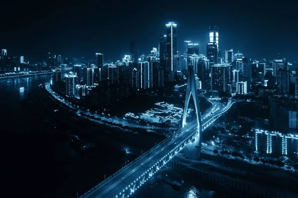 重慶橋夜航空 — ストック写真