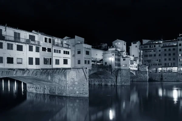 Ponte Vecchio Πάνω Από Τον Ποταμό Arno Νύχτα Στη Φλωρεντία — Φωτογραφία Αρχείου