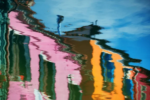 Colorful Burano reflection — Stock Photo, Image