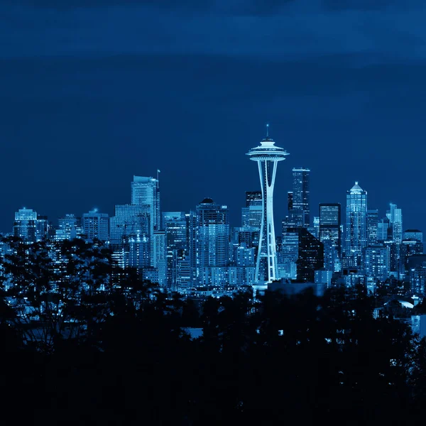 Seattle city skyline night — Stock Photo, Image