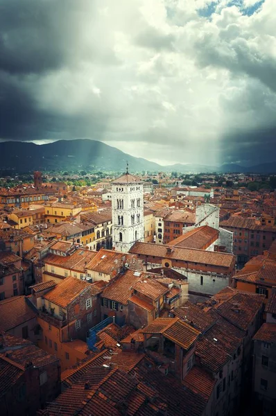 Lucca Město Panorama Střešní Okno Bell Tower Basilica San Michele — Stock fotografie