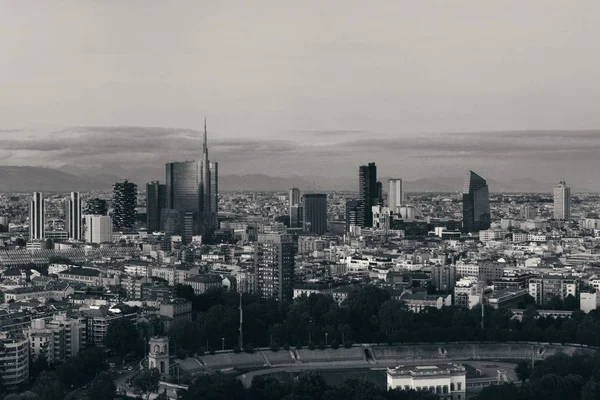 Skyline Cidade Milão Com Prédio Escritórios Distrito Negócios Visto Cima — Fotografia de Stock