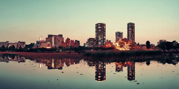 Ueno Park Panorama Tokio Nachts Met Meer Reflectie Japan — Stockfoto