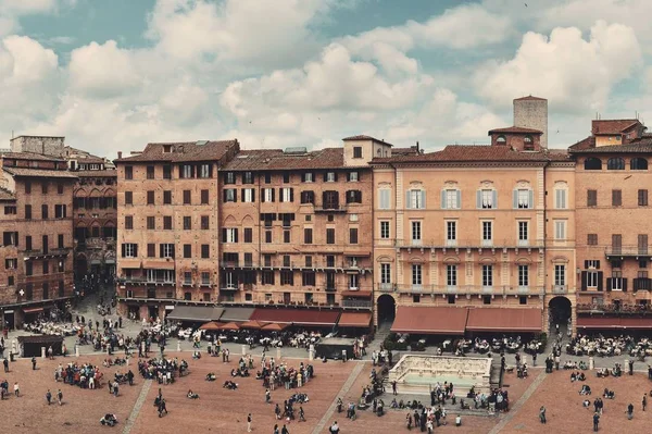 Edifícios Antigos Piazza Del Campo Siena Itália — Fotografia de Stock