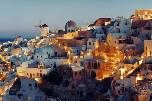 Santorini skyline nacht — Stockfoto