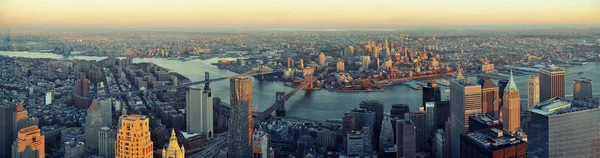 Manhattan Downtown Sunset Rooftop Panorama View Urban Skyscrapers New York — Stock Photo, Image