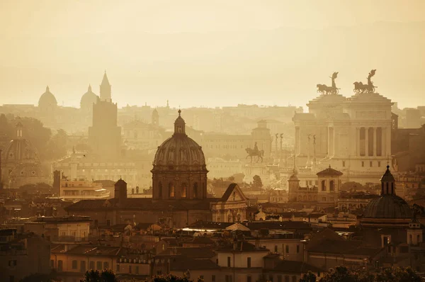 Rom Takutsikt Vid Soluppgången Silhuett Med Antik Arkitektur Italien — Stockfoto