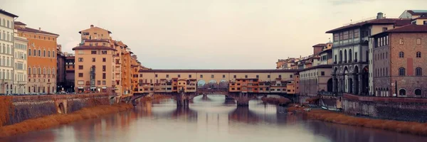 Ponte Vecchio Rivier Arno Panorama Florence Italië — Stockfoto