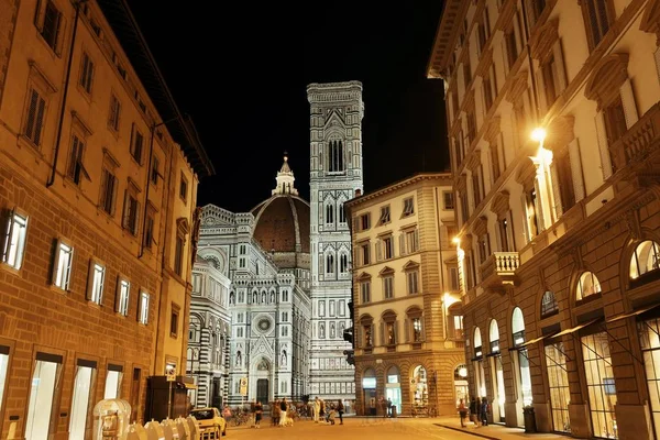 Duomo Santa Maria Del Fiore Florenz Italien Straßenansicht Bei Nacht — Stockfoto