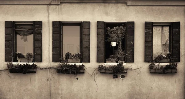 Closeup View Window Historical Buildings Venice Italy — Stock Photo, Image