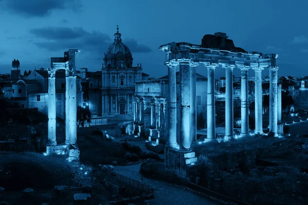 Foro Roma Con Rovine Architettura Antica Notte Italia — Foto Stock