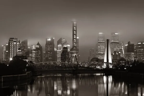 Shanghai Skyline Nattutsikt Med Moderna Skyskrapor Kina — Stockfoto