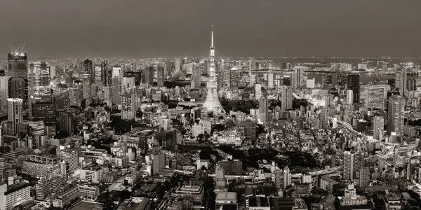 東京タワーと都会のスカイライン屋上からの夜景 — ストック写真