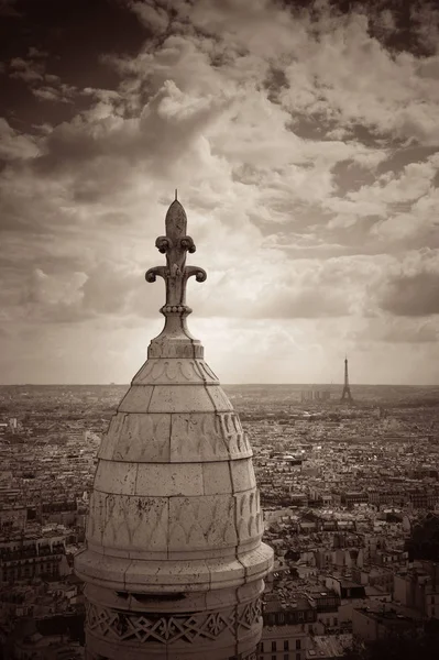 Pohled Vrcholu Sacre Coeur Katedrály Eiffelova Věž Paříži Francie — Stock fotografie