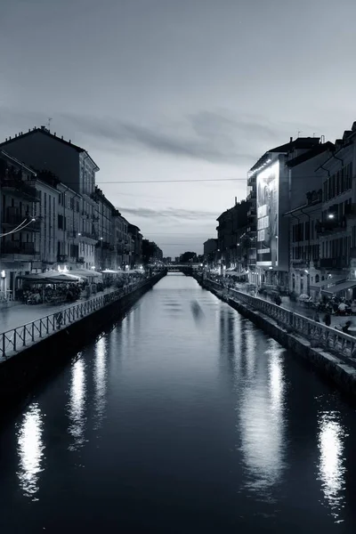 Naviglio Grande Canal Nachtleven Met Restaurant Bars Milaan Italië — Stockfoto