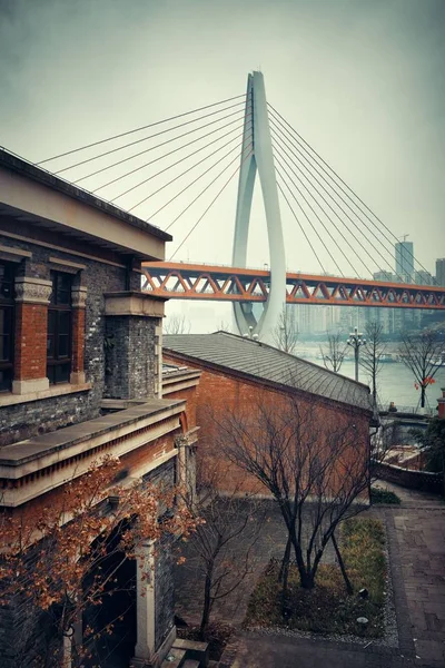 Puente Dongshuimen Visto Desde Calle Xiahao Old Chongqing China —  Fotos de Stock