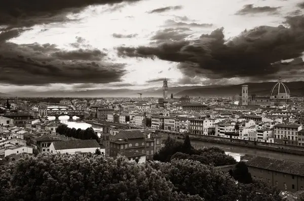 Florence Skyline Viewed Piazzale Michelangelo Black White — Stock Photo, Image