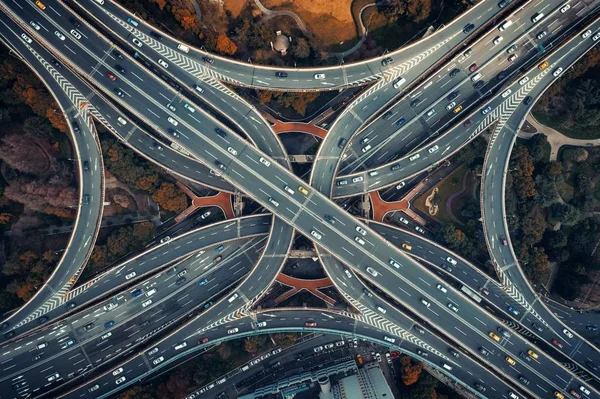 Puente Circunvalación Shanghai Yanan Road Con Tráfico Pesado China —  Fotos de Stock