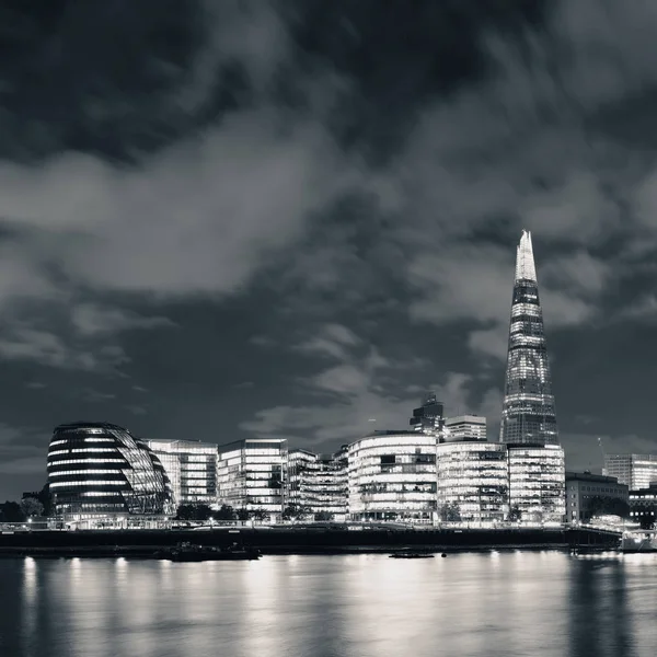 Londra Architettura Urbana Sul Tamigi Notte — Foto Stock