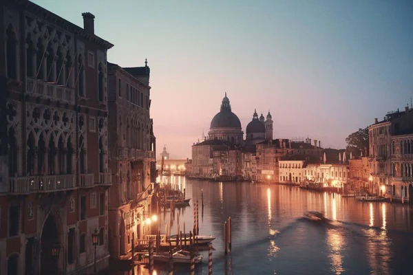 Βενετία Grand Canal Ανατολή Και Βάρκα — Φωτογραφία Αρχείου