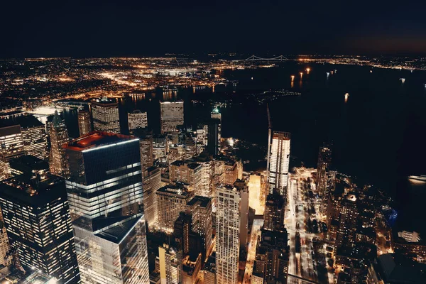 Нью-Йорк Downtown вночі — стокове фото