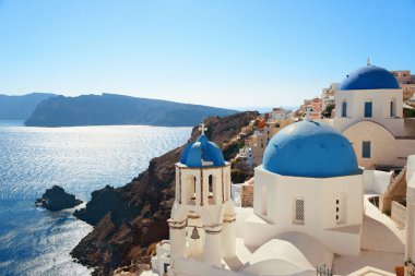 Santorini manzarası mavi Kilisesi