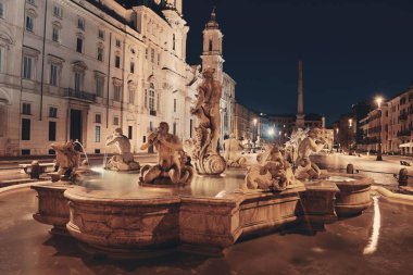 İtalya, Roma Piazza Navona 'da Fontana del Moro