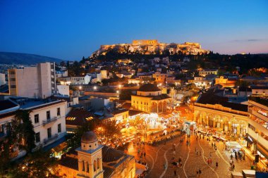 Atina manzarası çatı gece