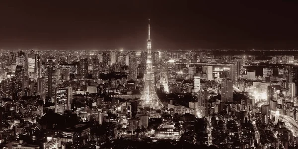 Tokyo Tower Och Urban Utsikt Över Taket Natten Japan — Stockfoto