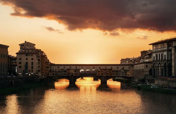 Ponte Vecchio Sur Rivière Arno Florence Italie Lever Soleil — Photo