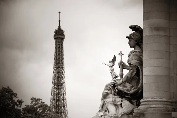 Alexandre Iii Híd Szajna Felett Eiffel Toronnyal Párizsban Franciaországban — Stock Fotó