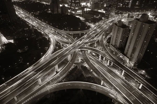 Shanghai Yanan Road Wiadukt Most Nocy Dużym Natężeniem Ruchu Chinach — Zdjęcie stockowe