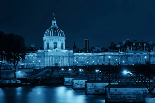 River Seine Con Pont Des Arts Institut France Notte Parigi — Foto Stock
