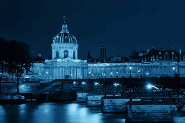 Rio Sena Com Pont Des Arts Institut France Noite Paris — Fotografia de Stock