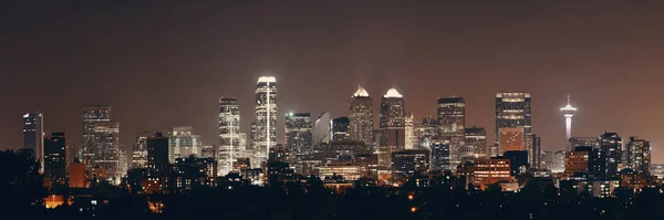 Calgary Skyline Alberta Noite Canadá — Fotografia de Stock