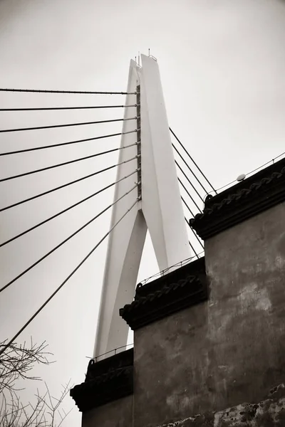 Ponte Con Vecchia Casa Città Architettura Urbana Chongqing Cina — Foto Stock