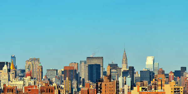 New York City skyscrapers urban view.