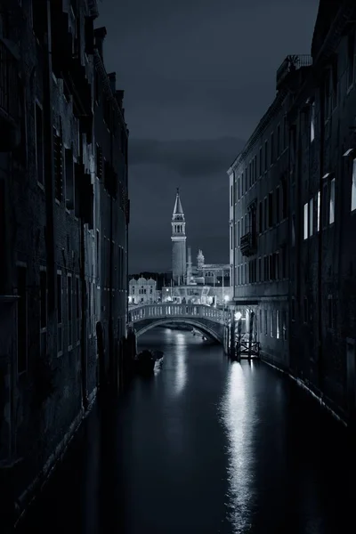 Venedig Kanal Nacht San Giorgio Maggiore — Stockfoto