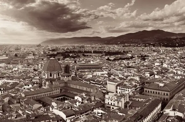 City Skyline Florence Rooftop View Italy Ασπρόμαυρο — Φωτογραφία Αρχείου