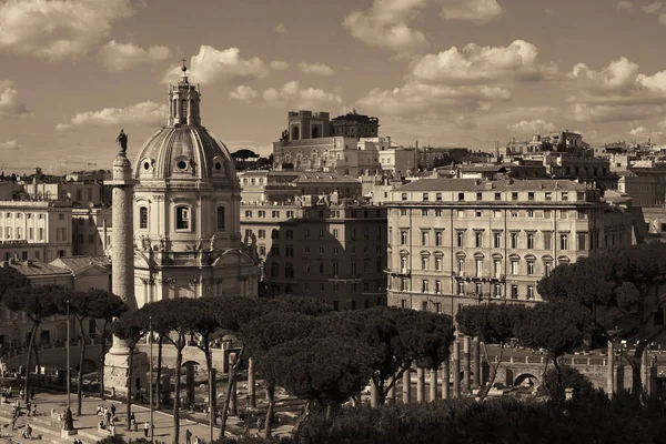 Rome Vue Sur Toit Avec Architecture Antique Italie Monochrome — Photo