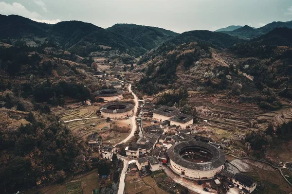 Widok z lotu ptaka Fujian Tulou — Zdjęcie stockowe