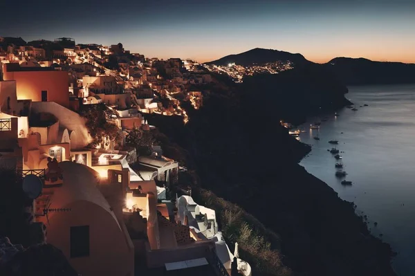 Santorini skyline notte — Foto Stock