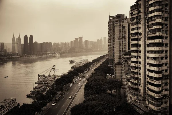 Widok Powietrza Budynki Miejskie Panoramę Miasta Chongqing — Zdjęcie stockowe