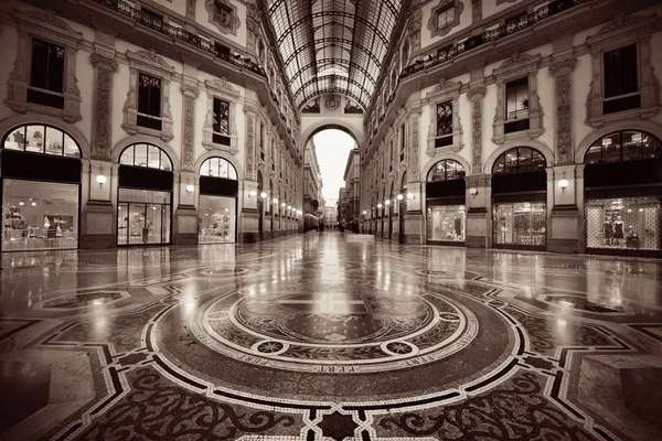 Galleria Vittorio Emanuele Shopping Mall Interieur Mailand Schwarz Und Weiß — Stockfoto