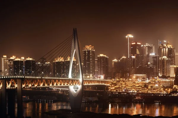 Chongqing Bridge Nacht — Stockfoto