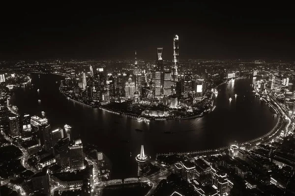 Shanghai Pudong vista aerea notturna — Foto Stock