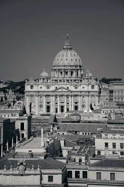 Vatikanstaten Peters Basilika Svart Och Vitt — Stockfoto