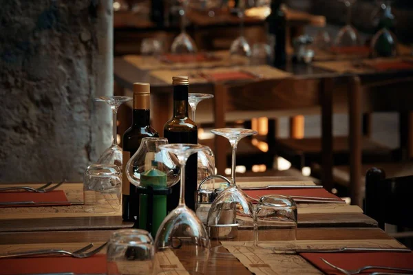 Tables Glass Cups Waiting Guests Street Venice Italy — Stock Photo, Image