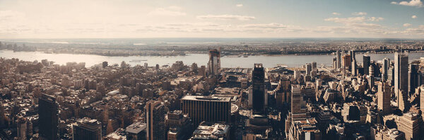 New York City west side urban cityscape panorama view.